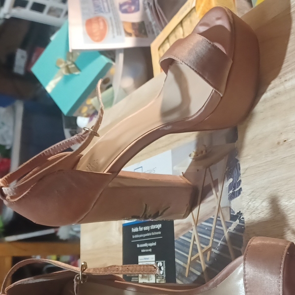 Charlotte Russe Shoes Pink Wedge Dress Shoes With Roses On The Heal